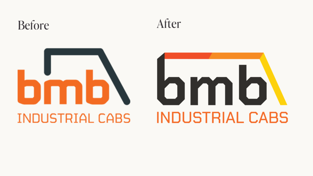 BMB Industrial Cabs logo comparison. 